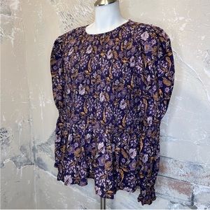 XL Universal Thread Top yellow & purple floral shirt